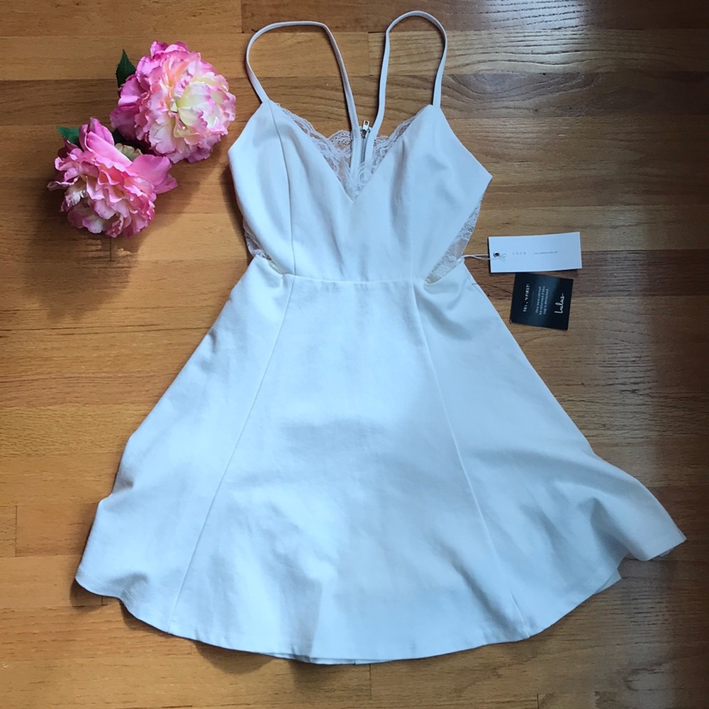 Lulus evening ivory lace skater dress